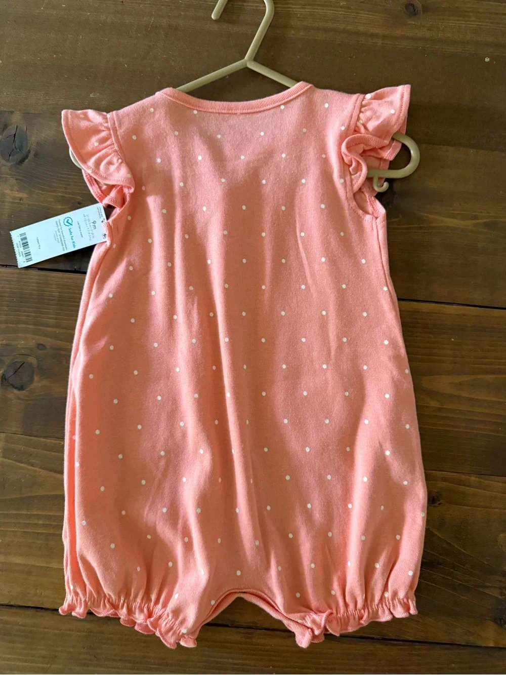 NWT Carter's Pink Polka Dot Heart Pocket Romper